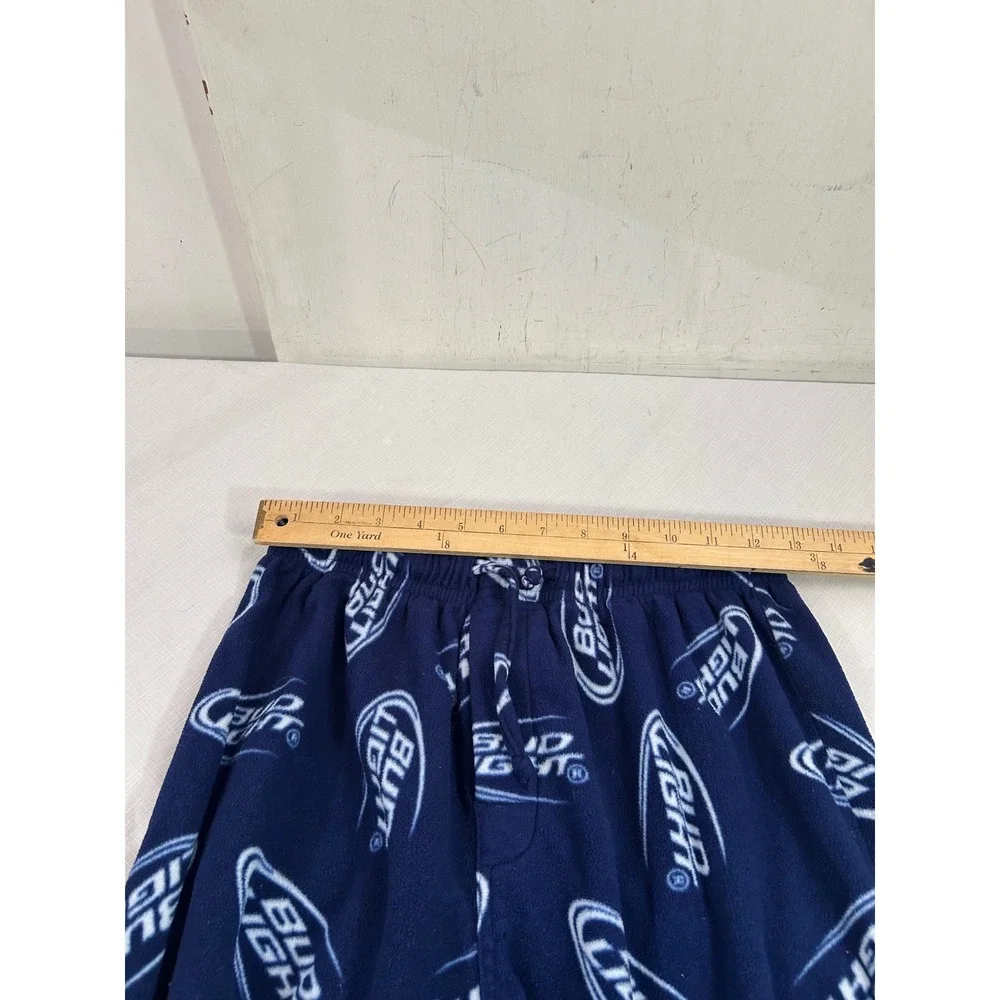 Bud Light Pajama Pants Small Blue Fleece All Over Print Mens